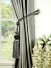 Petrel Vertical Stripe Concealed tab Top Chenille Curtains Tassel Tiebacks