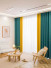 QYFL221C Barwon Plain Dyed Beautiful Blue Yellow Custom Made Faux Linen Curtains For Living Room Bed Room