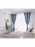 QYFL223A On Sales Barwon Blue Grey Stripe Velvet Custom Made Curtains(Color: Blue)