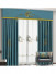 QYHL225H Silver Beach Embroidered Chinese Royal Courtyard Blue Faux Silk Custom Made Curtains