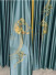 QYHL225H Silver Beach Embroidered Chinese Royal Courtyard Blue Faux Silk Custom Made Curtains