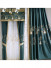 QYHL225SA Silver Beach Embroidered Gourd Blue Grey Faux Silk Pleated Ready Made Curtains