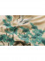 QYHL226AA Silver Beach Embroidered Pine Trees And Cranes Faux Silk Pleated Ready Made Curtains