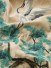 QYHL226A Silver Beach Embroidered Pine Trees And Cranes Faux Silk Custom Made Curtains(Color: Beige)