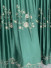QYHL226FA Silver Beach Embroidered Peony Faux Silk Pinch Pleat Ready Made Curtains(Color: Green)