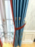 QYHL226HA Silver Beach Embroidered Peony Faux Silk Blockout Pinch Pleat Ready Made Curtains