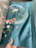 QYHL226JA Silver Beach Embroidered Peach Blossom Faux Silk Pleated Ready Made Curtains(Color: Blue)