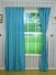 QYK246SDA Eos Linen Green Blue Solid Versatile Pleat Sheer Curtains with Fabric Tieback