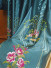 Silver Beach Embroidered Flower Faux Silk Custom Made Curtains(Color: Dark green)