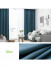 QYL202310A New Arrival Petrel Blue Grey Green Gold Red Wave Pattern Faux Linen Ready Made Curtains For Living Room(Color: Blue)