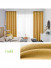 QYL202310A New Arrival Petrel Blue Grey Green Gold Red Wave Pattern Faux Linen Ready Made Curtains For Living Room(Color: Gold)
