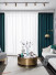 QYL202310BA New Arrival Petrel Blue Grey Pink Gold Wave Pattern Faux Linen Ready Made Curtains For Living Room