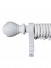 QYR60 28mm Diameter Aluminum Alloy Wood Grain Single Double Curtain rod set(Color: White)