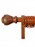 QYR60 28mm Diameter Aluminum Alloy Wood Grain Single Double Curtain rod set(Color: Teak)