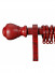 QYR60 28mm Diameter Aluminum Alloy Wood Grain Single Double Curtain rod set(Color: Red wood)