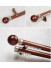 QYRF01 On Sales Wood Grain Aluminum alloy Curtain Track Set With Ball Finials(Color: Teak)