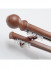 QYRF08 Fashion Wood Grain Outer Rod With Inner Track Set With Wooden Ball Finial(Color: Red wood)