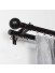 QYRY07 Black Metal Curtain Rod Set With Metal Rollers