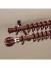QYT2721 28mm Super Thick Wood Grain Round Double Curtain Rod Set Metal Finial Red Wood Color