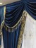 New arrival Twynam Blue and Green Waterfall and Swag Valance and Sheers Custom Made Chenille Velvet Curtains Pair