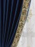 New arrival Twynam Blue and Green Waterfall and Swag Valance and Sheers Custom Made Chenille Velvet Curtains Pair(Color: Dark Blue)