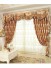 Jacquard Yellow Blue Coffee color Floral Waterfall and Swag Luxury Valance and Sheers Living room Curtains Pair(Color: Coffee)