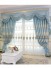 Embroidered European style Purple Brown Blue color Floral Waterfall and Swag Valance and Sheers and Custom made Curtains Pair(Color: Blue)