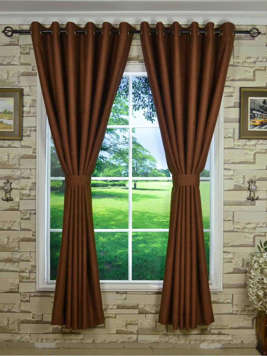 Ch0101ad Mirage Brown Color Solid Faux Linen Eyelet