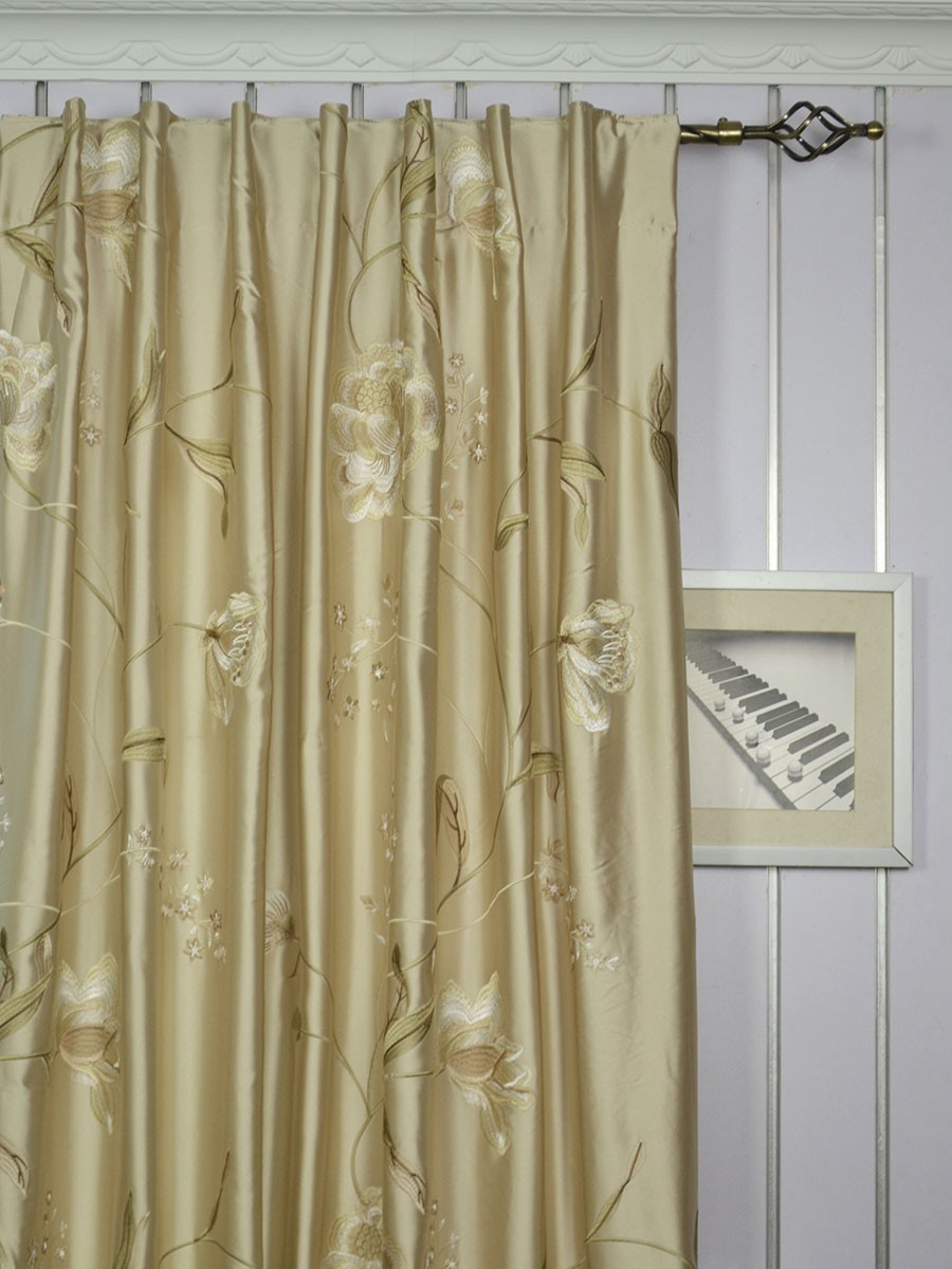 Franklin Deep Champagne Embroidered Floral Faux Silk