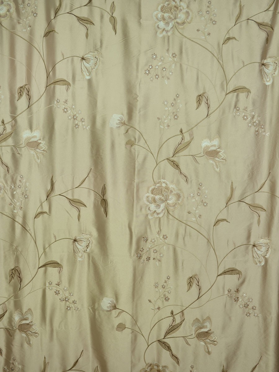 Franklin Deep Champagne Embroidered Floral Faux Silk Custom Made