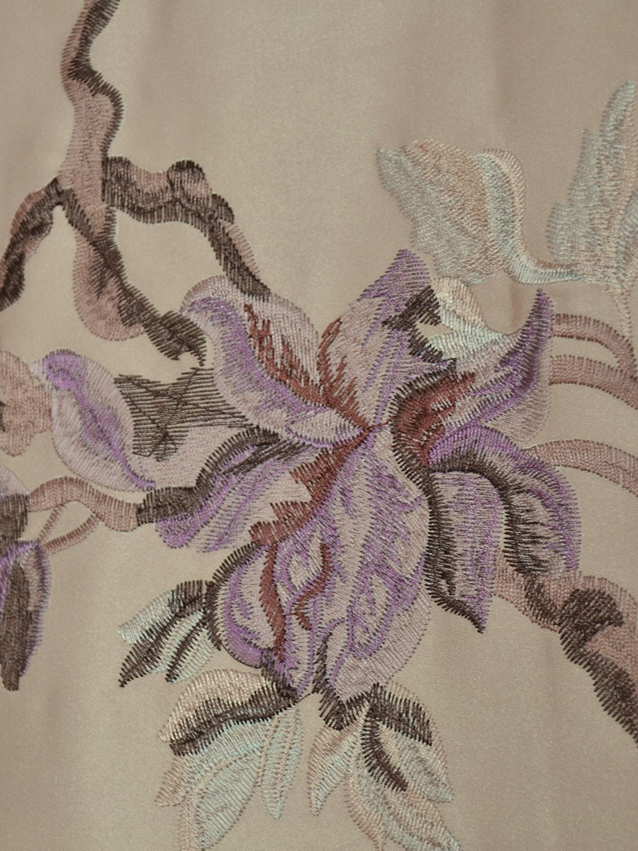 Franklin Light Apricot Embroidered Branch Faux Silk Custom