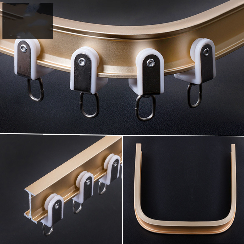 CHR05 Ivory Bendable Ivory and Gold Curtain Tracks Ceiling/Wall Mount