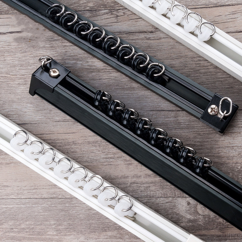 CHR19 Ivory Black Curtain Tracks Ceiling/Wall Mount Curtains 4