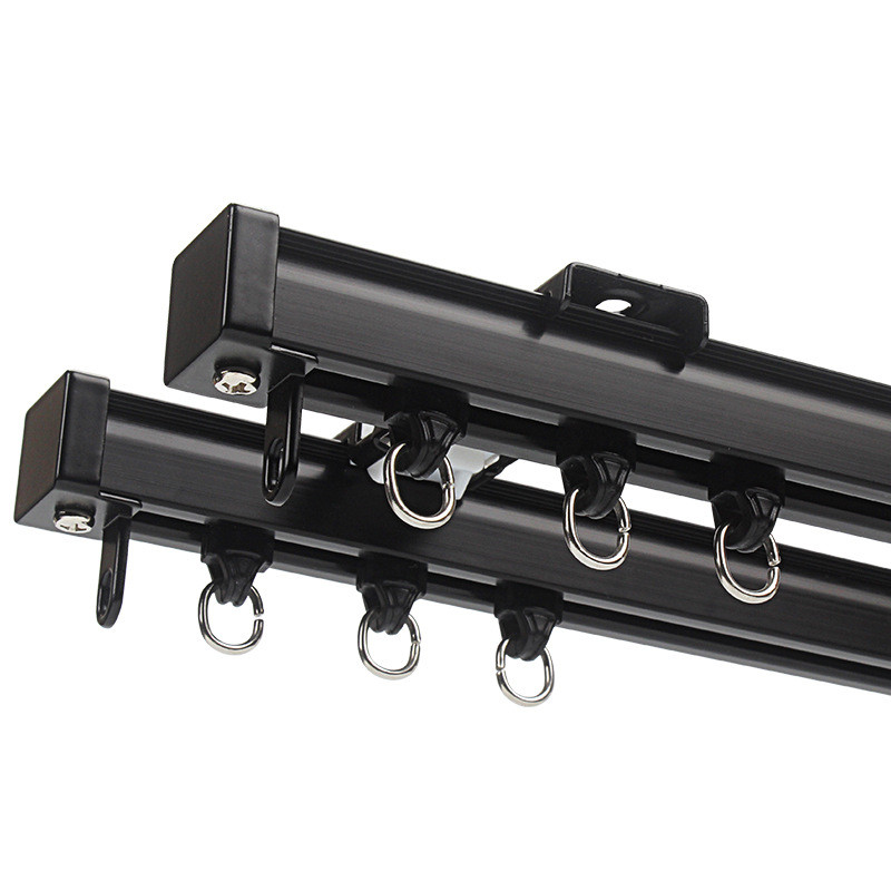 CHR19 Ivory Black Curtain Tracks Ceiling/Wall Mount Curtains 4