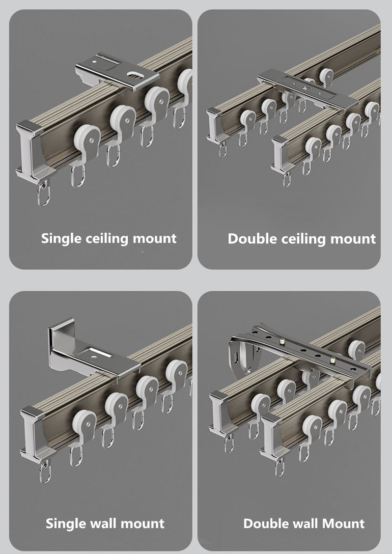 CHR45 Bendable Ivory and Champagne Curtain Tracks Ceiling/Wall Mount