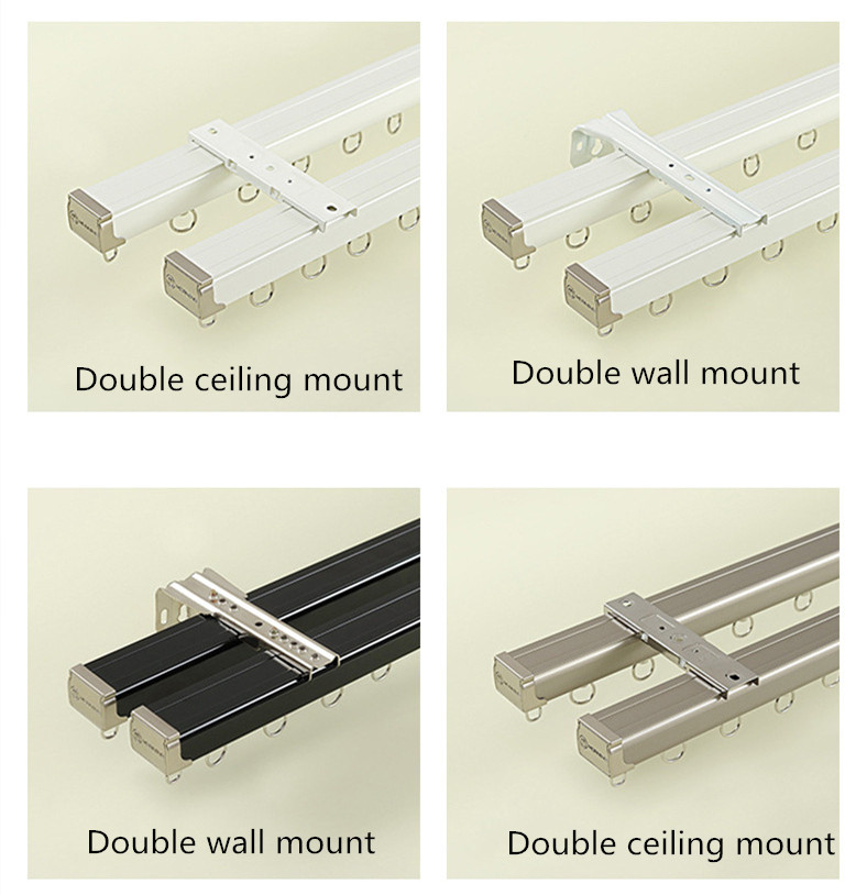 White Black Silent Gliss Heavy Duty Curtain Tracks With Gliders