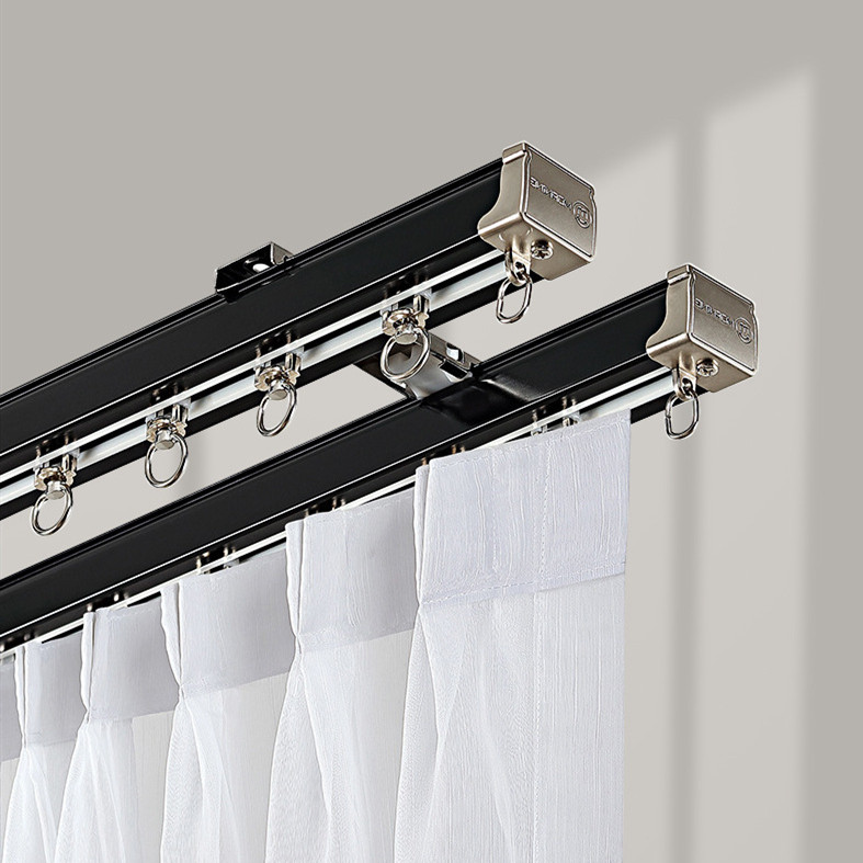 White Black Silent Gliss Heavy Duty Curtain Tracks With Gliders