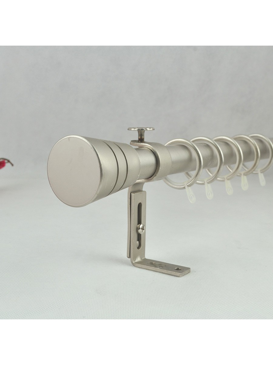 22mm Silver Wrought Iron Single Curtain Rod Set With Metal