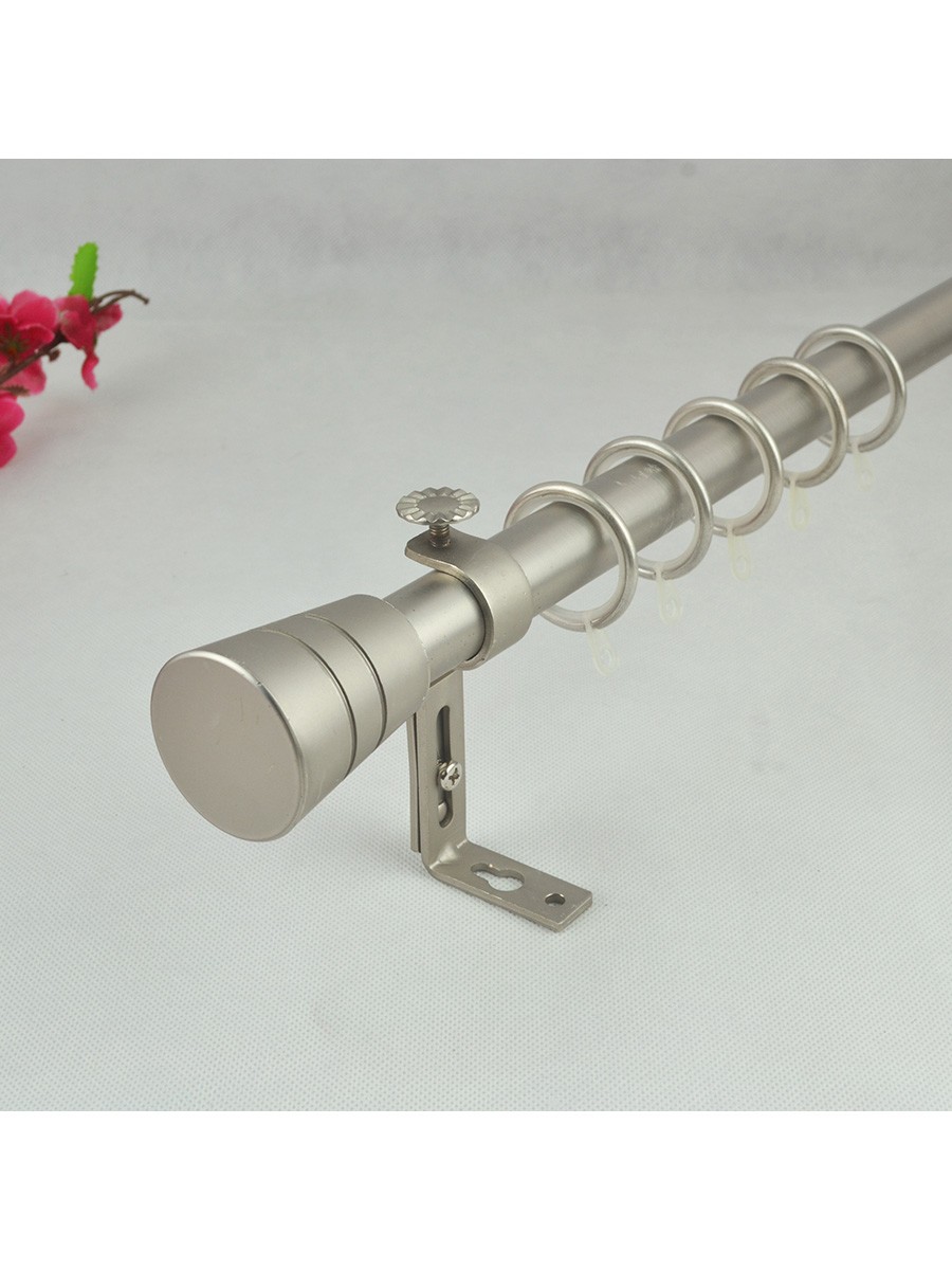 22mm Silver Wrought Iron Single Curtain Rod Set With Metal