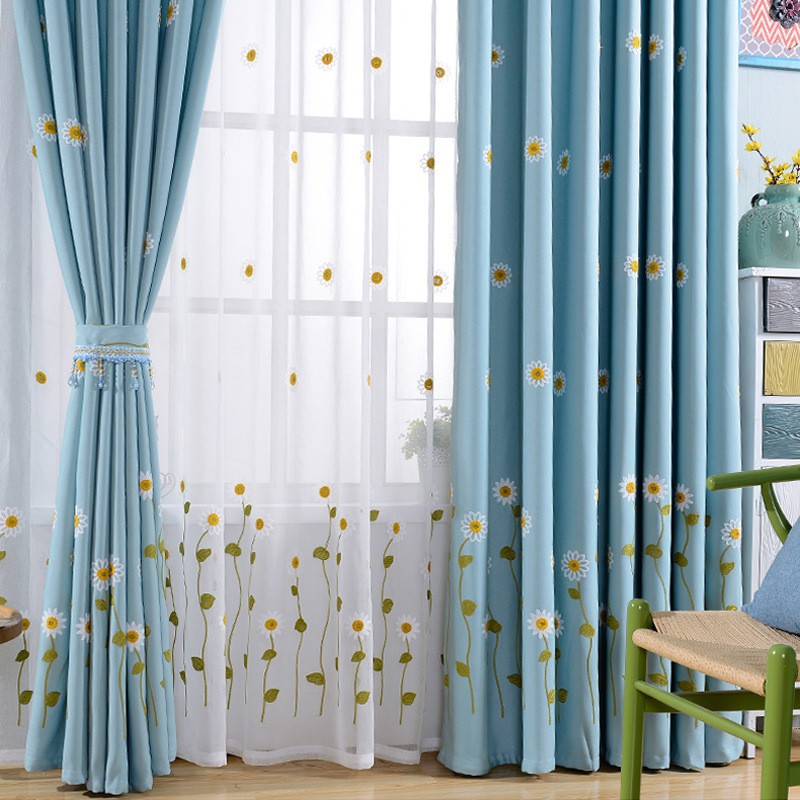 Illawarra Embroidered Floral Faux Linen Double Pinch Pleat
