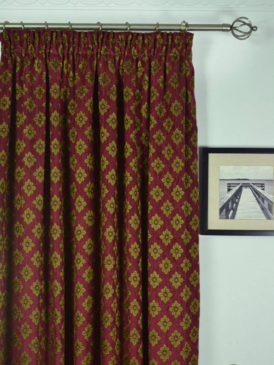 Angel Jacquard Victorian Damask Pencil Pleat Chenille