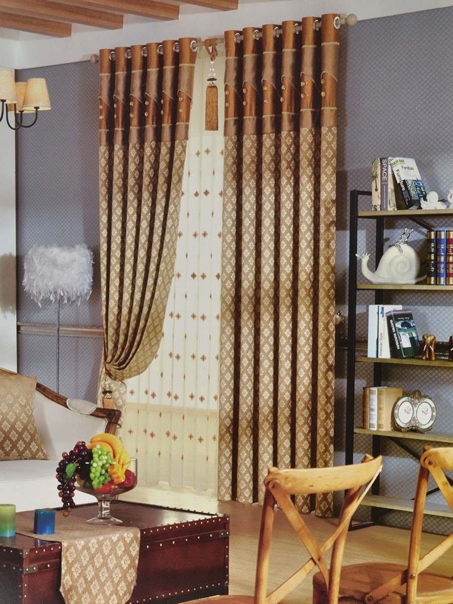 Angel Jacquard Victorian Damask Pencil Pleat Chenille Curtain Ready