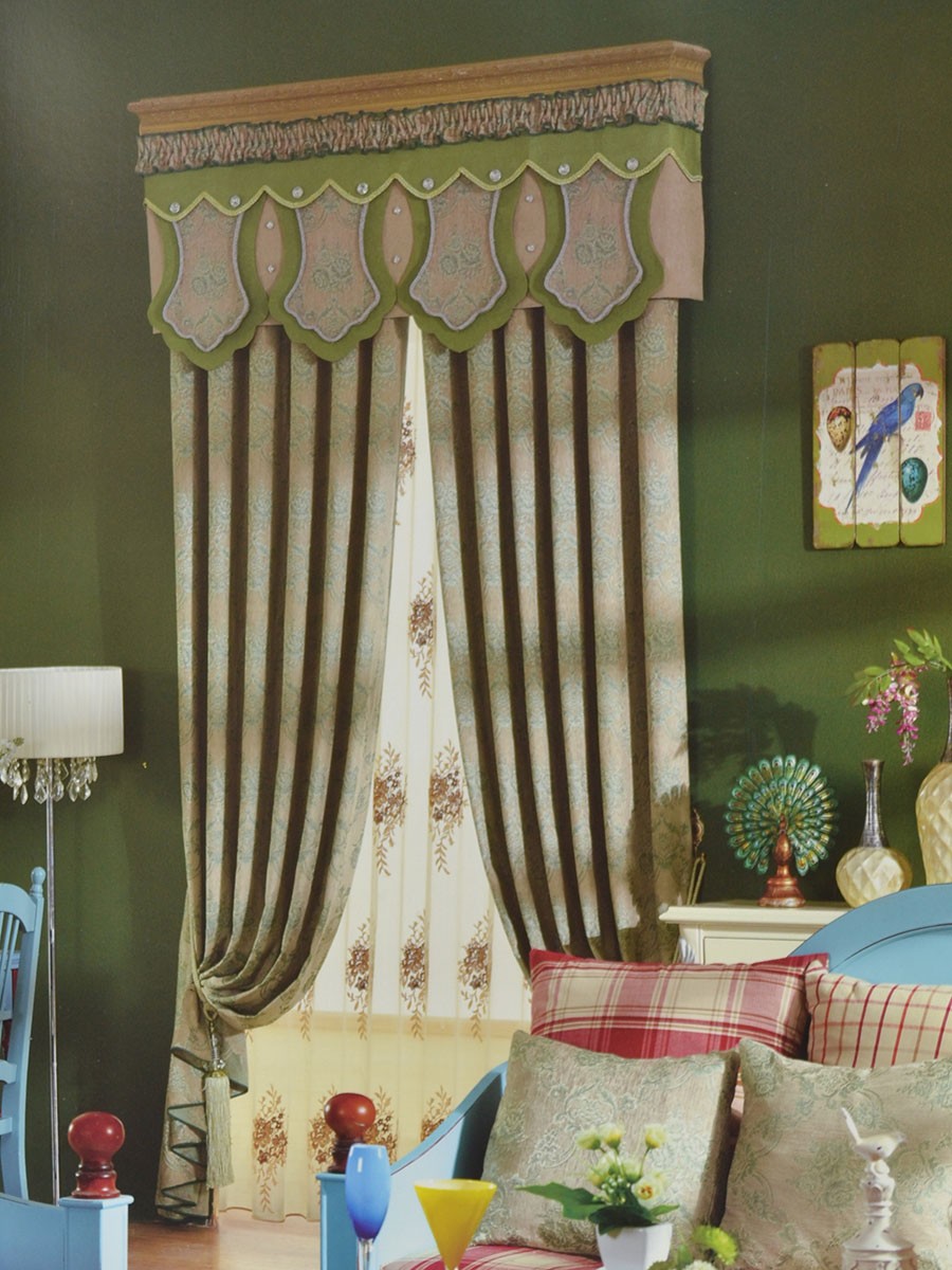 Angel Jacquard Floral Damask Double Pinch Pleat Chenille Curtain