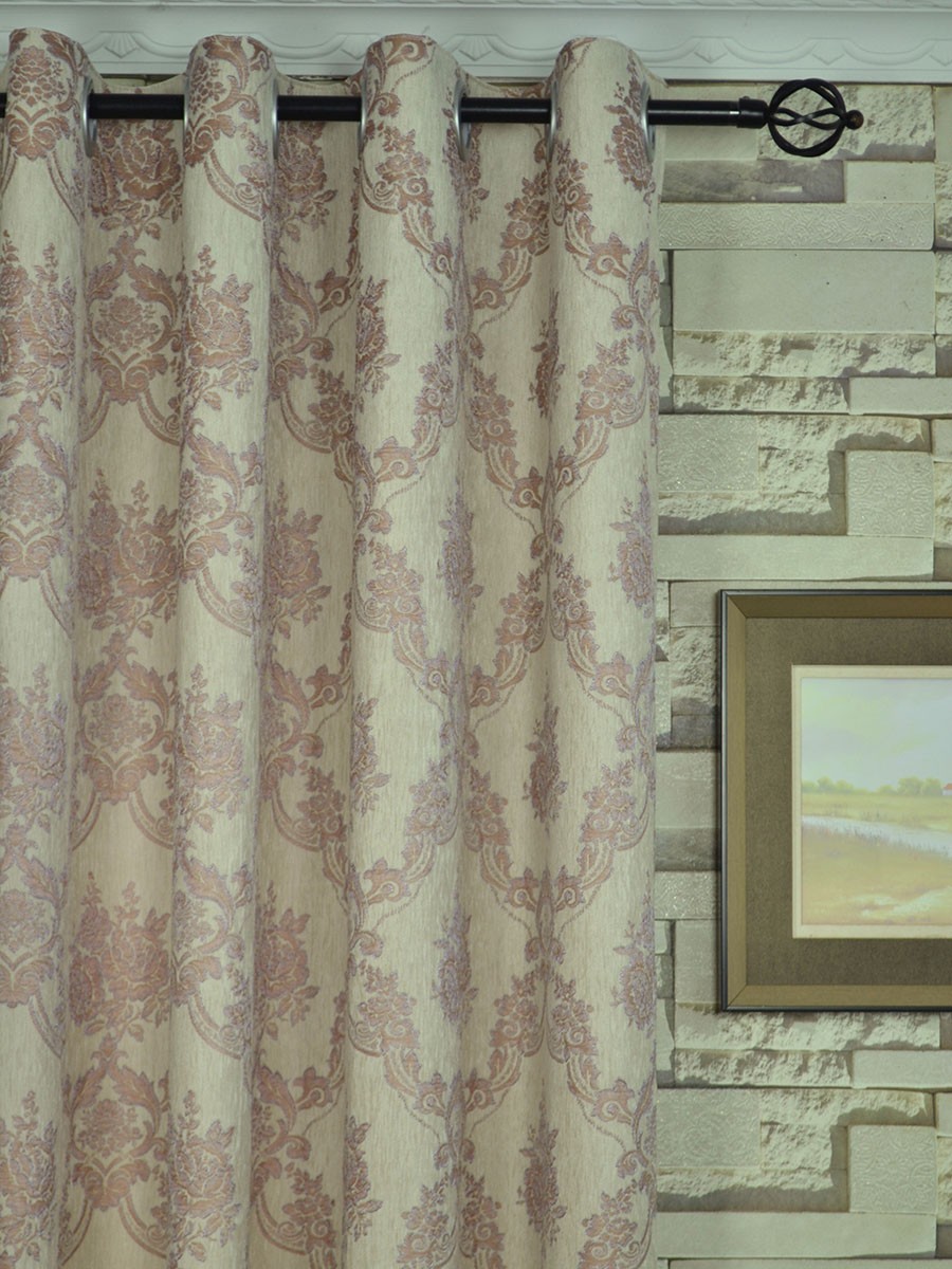 Angel Jacquard Floral Damask Eyelet Chenille Curtain