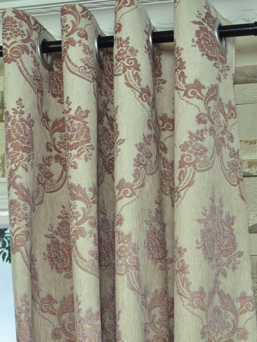 Angel Jacquard Floral Damask Eyelet Chenille Curtain