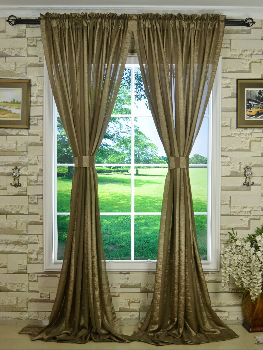 Qy7151sf Laura Crinkle Striped Custom Made Sheer Curtains