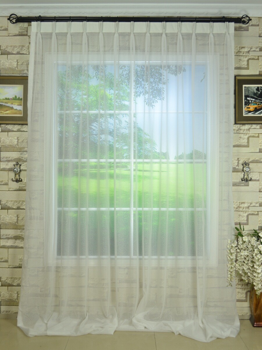 Qy7151sjc Laura Solid Plain Dyed Double Pinch Pleat Sheer