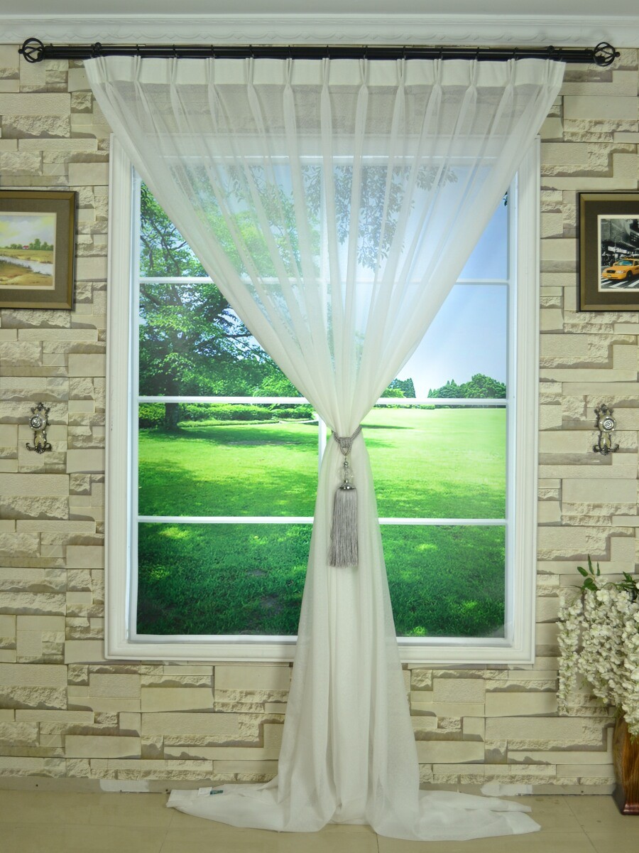 QY7151SJC Laura Solid Plain Dyed Double Pinch Pleat Sheer Curtains