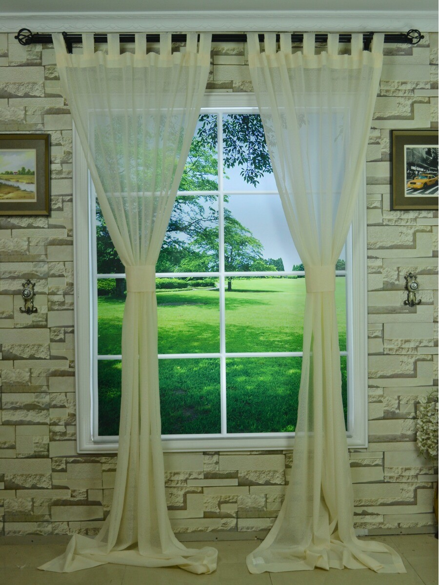 QY7151SJB Laura Solid Plain Dyed Tab Top Sheer Curtains Custom