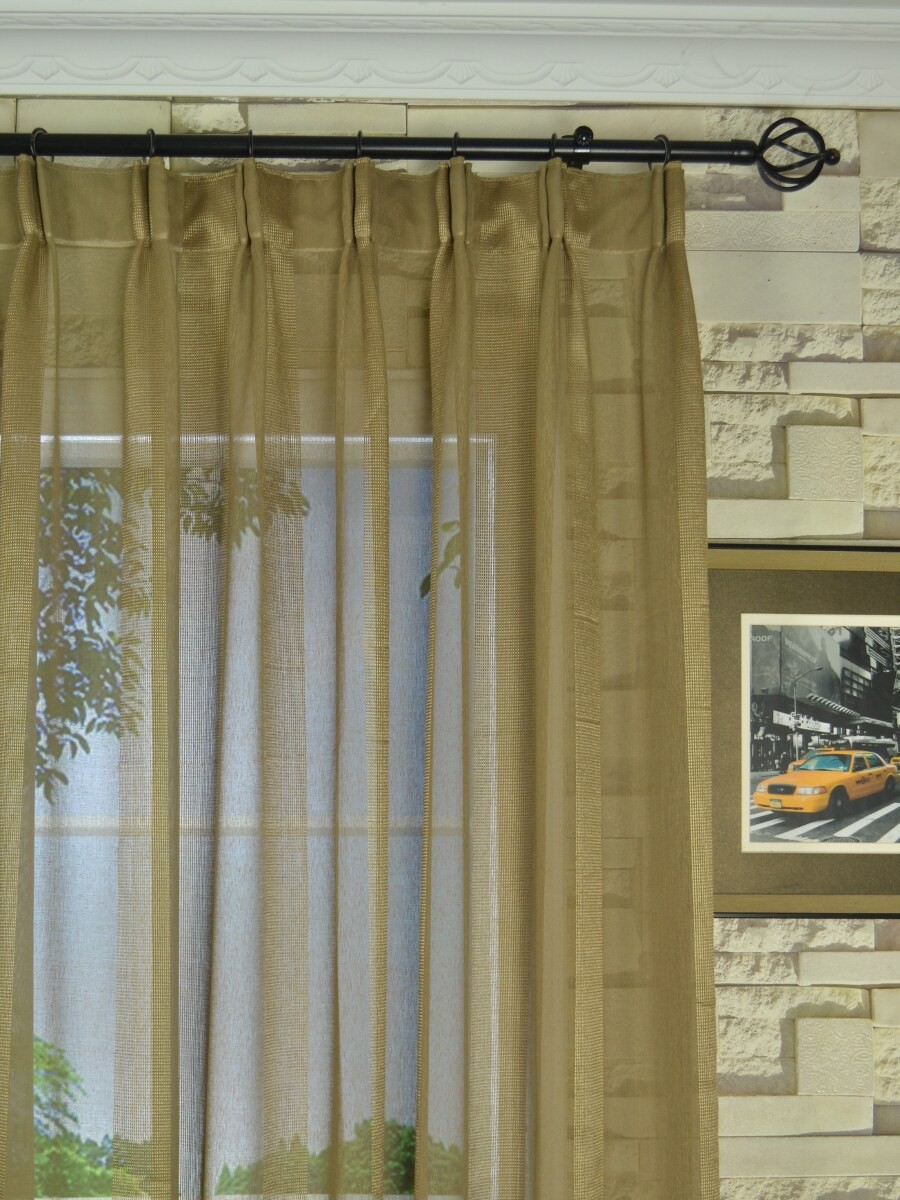 Qy7151sk Laura Striped Custom Made Sheer Curtains Custom